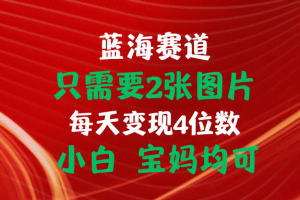 （11047期）只需要2张图片 每天变现4位数 小白 宝妈均可