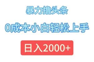 （12068期）暴力撸头条，0成本小白轻松上手，日入2000+
