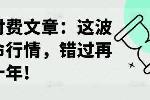 某付费文章：这波改命行情，错过再等十年!