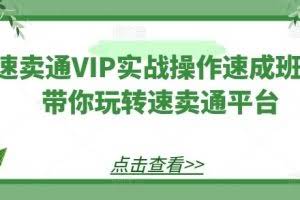 速卖通VIP实战操作速成班，带你玩转速卖通平台