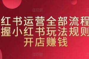 小红书运营全部流程，掌握小红书玩法规则，开店赚钱