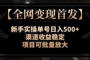 【全网变现首发】新手实操单号日入500+，渠道收益稳定，项目可批量放大【揭秘】