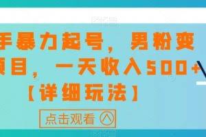 快手暴力起号，男粉变现项目，一天收入500+【详细玩法】【揭秘】