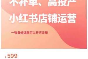 不补单、高投产的小红书店铺运营，一张身份证就可以开店注册