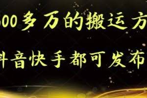 抖音快手都可发布的，实测跑600多万的搬运方法