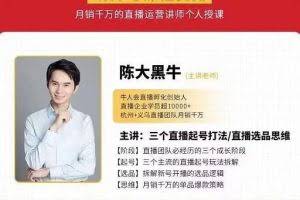 陈大黑牛-直播带货运营入门课，手把手教你直播间月销百万