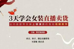 三天学会女装抖音直播卖货，实操教学直播带货课程，干货多多（26节视频课程）