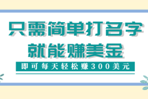 只需在网上输入一个单词或者名字就能赚钱，一天可以赚300美元【视频教程】