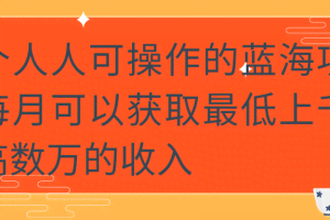 一个人人可操作的蓝海项目，每月可以获取最低上千，最高数万的收入【视频教程】