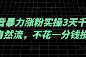 抖音暴力涨粉实操3天千粉，自然流，不花一分钱投流，实操经验分享