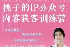 桃子IP公众号内容获客训练营(第3期)，一门让你公众号从0到商业闭环的课程