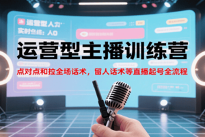 运营型主播训练营，点对点和拉全场话术，留人话术等直播起号全流程（更新7月）