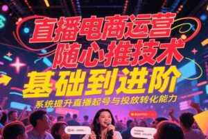 直播电商运营随心推投放技术基础到进阶，系统提升直播起号与投放转化能力
