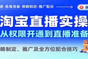 淘宝直播实操，从权限开通到直播准备，教策略制定、推广及全方位配合技巧