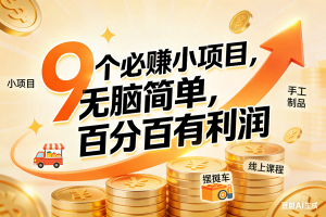 （17260期）9个必赚小项目，无脑简单，百分百有利润，副业首选，日入200+