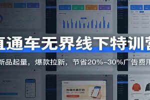 直通车无界线下特训营：新品起量，爆款拉新，节省20%-30%广告费用
