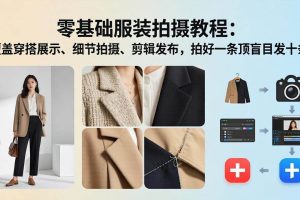 (17829期)零基础服装拍摄教程:覆盖穿搭展示、细节拍摄、剪辑发布,拍好一条顶盲目发十条