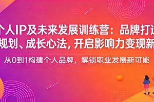 个人IP及未来发展训练营：品牌打造、职业规划、成长心法，开启影响力变现新路径
